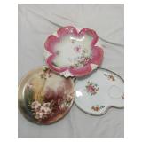 3 Vintage Floral Porcelain Decorative Plates
