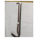 Antique Iron Pry Bar & Rail Hook Set