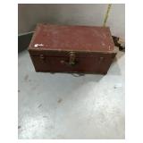 Vintage Red Metal Trunk w/ Brass Hardware