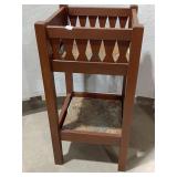 Wood Plant Stand w/ Tile Shelf - 2-Tier