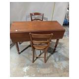 Drop-Leaf Dining Table w/ 2 Cane Seat Chairs