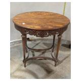 Vintage  Round Parlor Table w/ Carved Apron