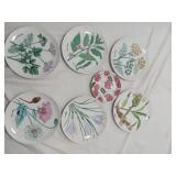 Botanical Herb Decorative Plates - Set of 7
