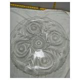 Pressed Glass Serving Platter - Pinwheel Pattern