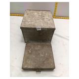 Galvanized Metal Box Set - 2 Hinged Lid Boxes
