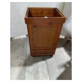 Wood Trash Bin on Casters w/ Drawer