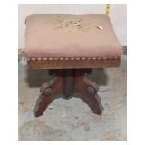 Antique Needlepoint Piano Stool