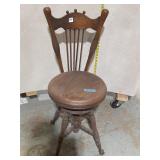 Vintage Piano Stool w/ Back - Claw Feet