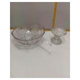Cut Glass Bowl, Ladle & Compote Set