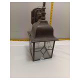 Outdoor Wall Lantern Sconce w/ Leaded Glass