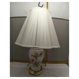 Floral Painted Milk Glass Table Lamp