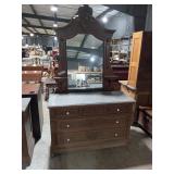 Vintage  Marble-Top Dresser w/ Mirror