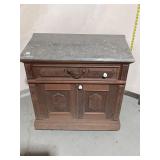Vintage Marble-Top Cabinet w/ Drawer