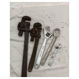 Pipe Wrenches & Adjustable Wrenches - Lot of 5