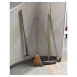 Broom, Push Broom & Pitchfork Set