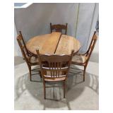 Vintage Oak Round Dining Table w/ 4 Chairs