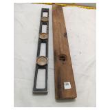 Vintage Spirit Levels - Metal & Wood Pair