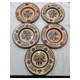 Folk Art Ceramic Decorative Plates - Set of 5