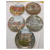 5 Decorative Collector Plates - Historic Homes