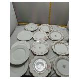 Antique Floral Pink Rose China Plates - Lot of 13