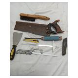 Mixed Hand Tool Lot - Saw, Hacksaw, Scraper+