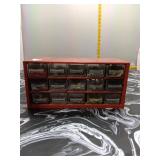 Red Metal Parts Organizer Cabinet - 15 Drawer