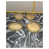 Gold Tone Mirror Tray & Trinket Box Set