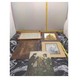Lot of 5 Vintage Art Prints & Framed Pieces