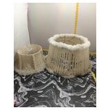 Vintage Lamp Shades w/ Fur Trim - Set of 2