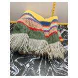 Handmade Knit Striped Afghan Throw Blanket