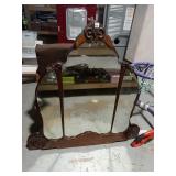 Vintage Triple-Panel Vanity Mirror - Ornate Wood