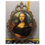 Mona Lisa Print in Ornate Oval Brass Frame