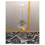 Vintage Glass Oil Lamp w/ Chimney Shade