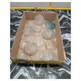 Vintage Glass Canning Jar Lids, Box of ~16