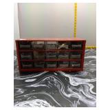 Red Parts Organizer Cabinet - 15 Drawers