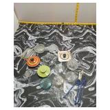 Vintage Glass Lids, Swizzle Sticks & Misc Lot