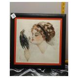 Vintage Framed Woman w/ Mirror Print