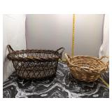 2 Wicker & Wire Baskets w/ Mason Jar Lids