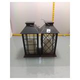 Solar Lanterns w/ LED Candles - Set of 2