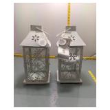 White Metal Snowflake Lanterns - Set of 2