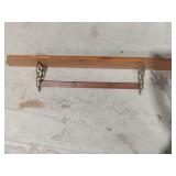Vintage Wood Shelf w/ Ornate Brass Brackets