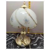 Vintage Touch Lamp - Brass w/ Floral Glass Shade