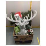 Christmas Decor - Silver Deer Head & Garland