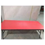 Red Folding Banquet Table - Metal Legs