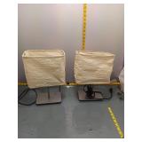 Pair Table Lamps - Brushed Steel, Fabric Shades