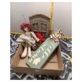 Primitive Decor, Rag Doll & Rustic Cabinet