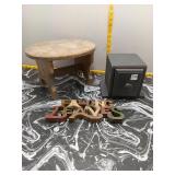 Wooden Stool, Small Safe & Decor