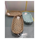 Easter Basket Set - 3 Woven Oval Tobacco Baskets