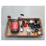 Golf Bag Bar Tool Set w/ Mini Helmets