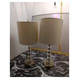 Crystal & Brushed Nickel Table Lamp w/ Shade
